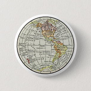Western Hemisphere Map Globe Travel Button