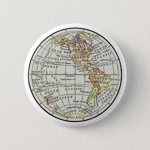 Western Hemisphere Map Globe Travel Button