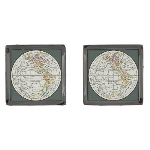 Western Hemisphere Map Globe Travel Cufflinks