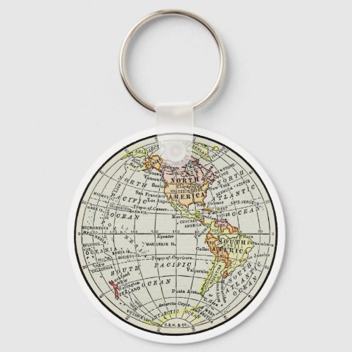 Western Hemisphere Map Globe Travel Keychain