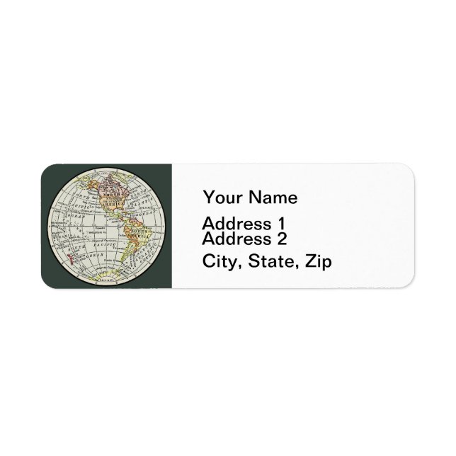 Western Hemisphere Map Globe Travel Label (Front)