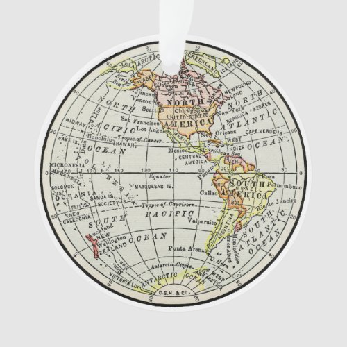 Western Hemisphere Map Globe Travel Ornament
