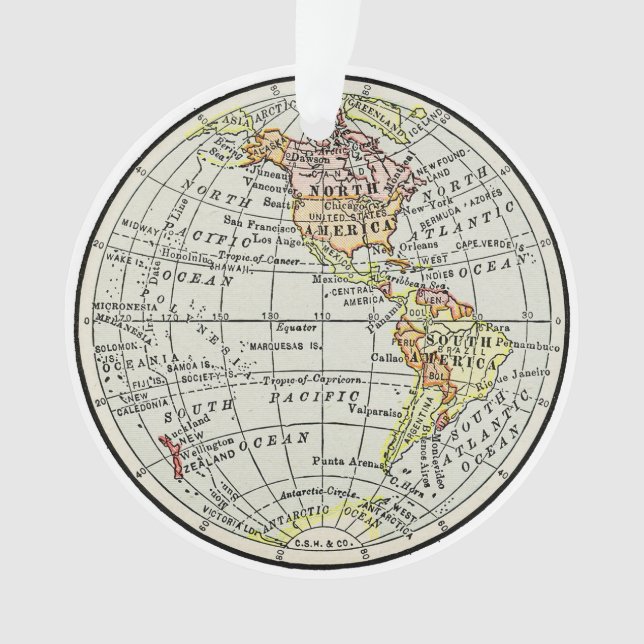 Western Hemisphere Map Globe Travel Ornament (Front)