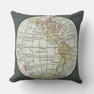 Western Hemisphere Map Globe Travel Outdoor Pillow