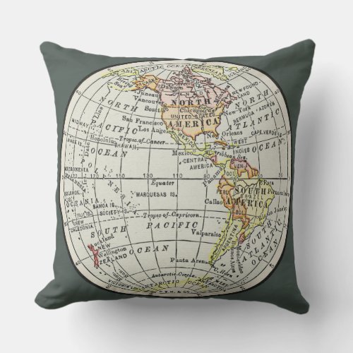 Western Hemisphere Map Globe Travel Outdoor Pillow
