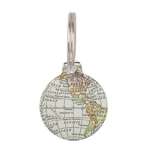 Western Hemisphere Map Globe Travel Pet Tag