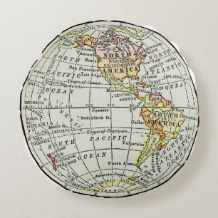 Western Hemisphere Map Globe Travel Round Pillow