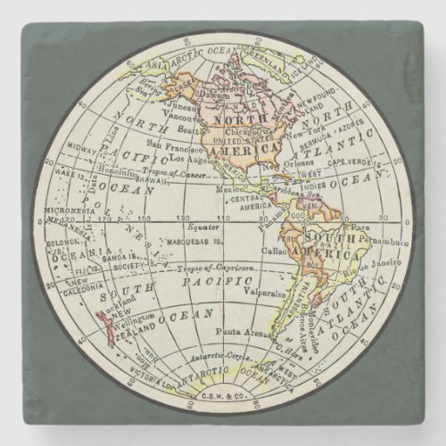 Western Hemisphere Map Globe Travel Stone Coaster