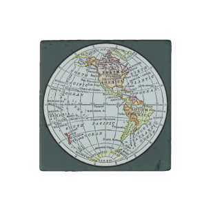 Western Hemisphere Map Globe Travel Stone Magnet