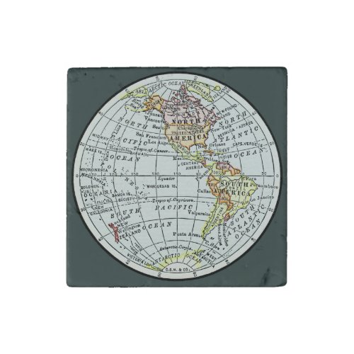 Western Hemisphere Map Globe Travel Stone Magnet