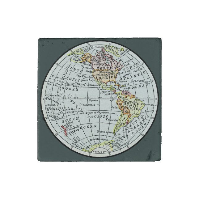 Western Hemisphere Map Globe Travel Stone Magnet (First Magnet)