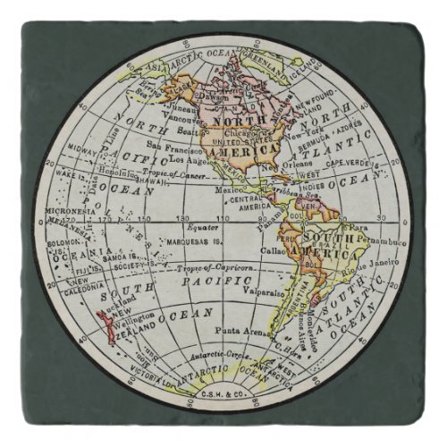 Western Hemisphere Map Globe Travel Trivet