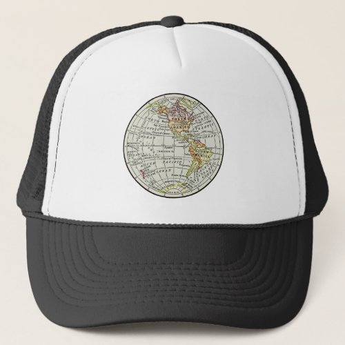 Western Hemisphere Map Globe Travel Trucker Hat