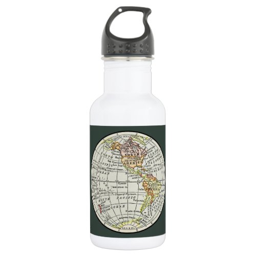 Western Hemisphere Map Globe Travel Water Bottle