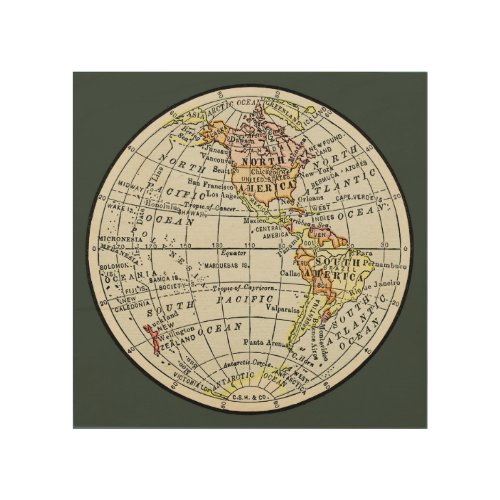 Western Hemisphere Map Globe Travel Wood Wall Decor