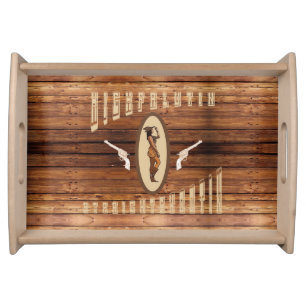 Western highfalutin straight shootin  serving tray