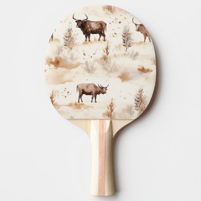 Western Highland Cows Cowboy Cowgirl Ping Pong Paddle (Front)