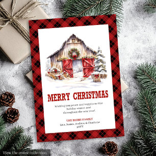 Western holiday card buffalo plaid country
