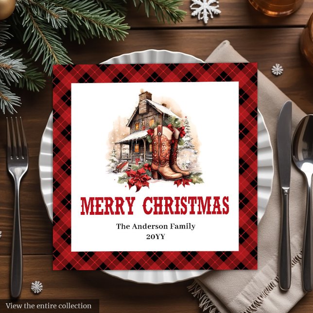 Western holiday napkins buffalo plaid Christmas  (Western holiday napkins buffalo plaid Christmas set

)