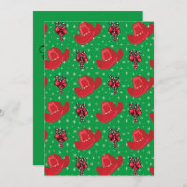 Western Holiday Party Cowboy Hats And Candy Canes Invitation