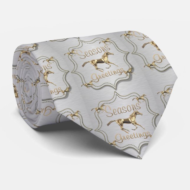 Western Holidays Gold Horse Tie (Rolled)