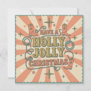 Western Holly Jolly Christmas Holiday Card