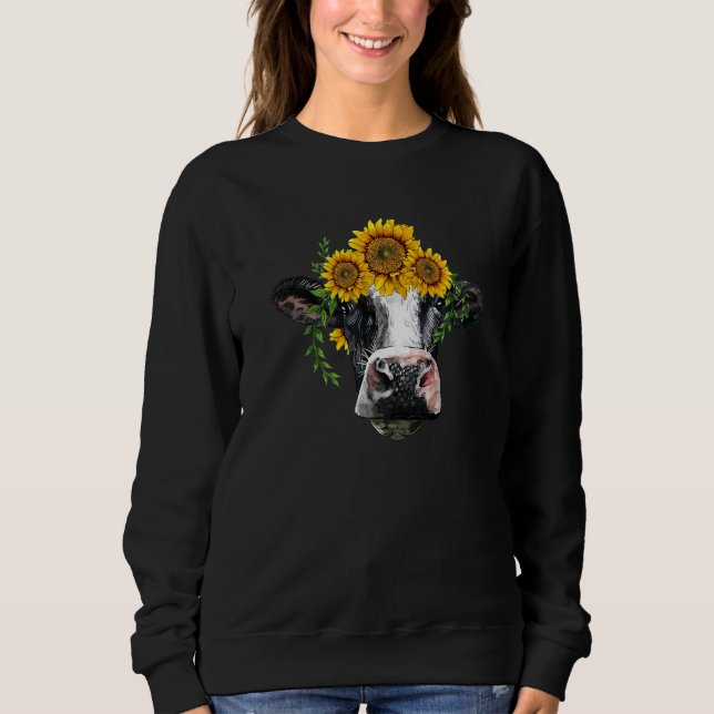Western Holstein Cow Cute Holstein Portrait With S Sweatshirt (Front)