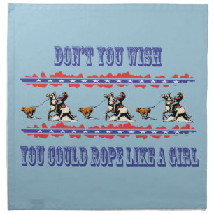 Western Home Decor Cloth Napkin Cowgirl  Roping