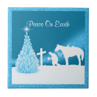 Western Home Decor Praying Cowboy Holiday Tile