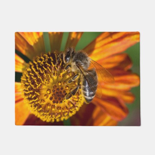 Western Honey Bee Macro Photo Doormat