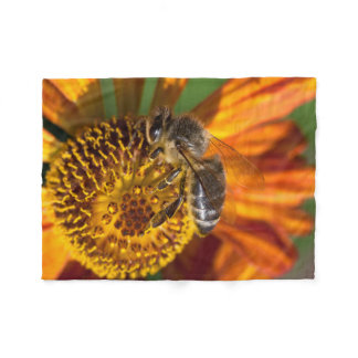 Western Honey Bee Macro Photo Fleece Blanket
