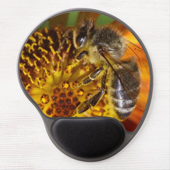 Western Honey Bee Macro Photo Gel Mouse Pad (Front)