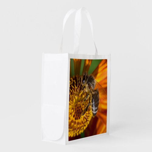 Western Honey Bee Macro Photo Grocery Bag