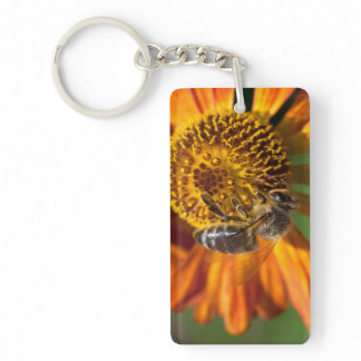 Western Honey Bee Macro Photo Keychain