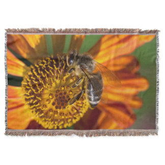 Western Honey Bee Macro Photo Throw Blanket