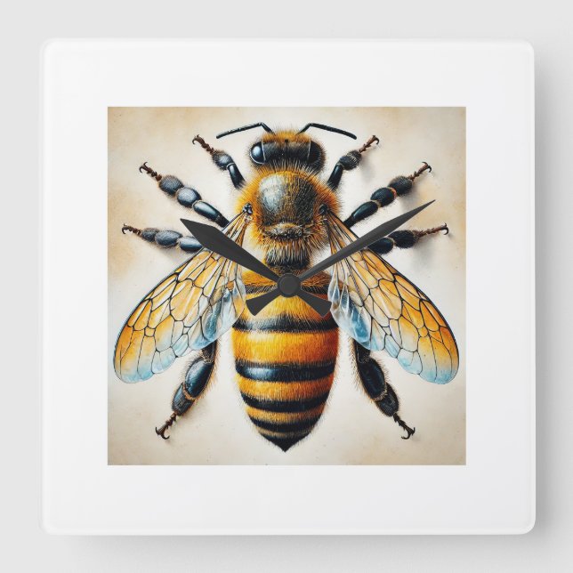 Western honeybee Apis mellifera 250924IREF244 - Wa Square Wall Clock (Front)