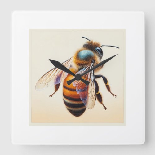 Western Honeybee IREF1615 1 _ Watercolor Square Wall Clock