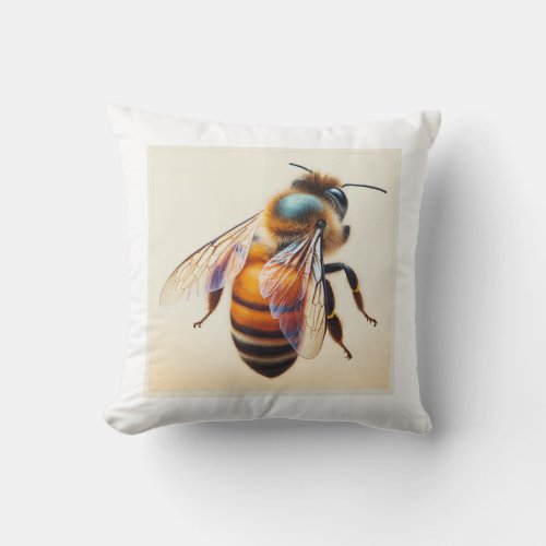 Western Honeybee IREF1615 _ Watercolor Throw Pillow
