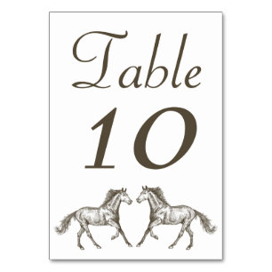 Western Horse Brown Wedding Equestrian Country Table Number
