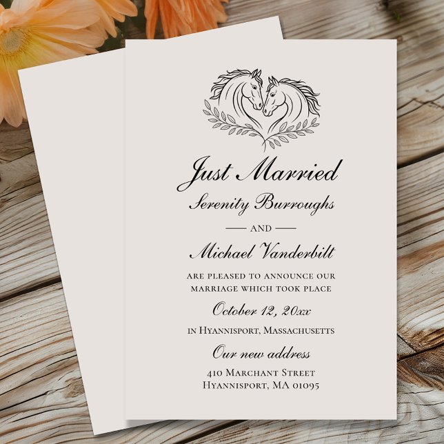 Western Horse Country Just Married Wedding Announcement (Creator Uploaded)