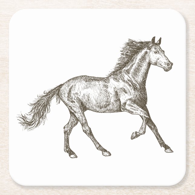 Western Horse Country Wedding  Equestrian Rustic Square Paper Coaster (Front)