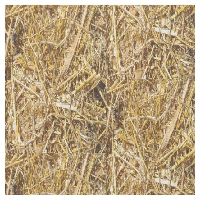 Western Horse/Cow Bale Of Hay Print Fabric (Close Up)