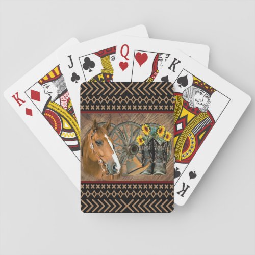 Western Horse Cowboy Boots Cowboy Hat Wagon Wheel  Poker Cards