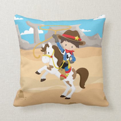 Western Horse Cowboy Desert Lasso Rope Rancher Throw Pillow