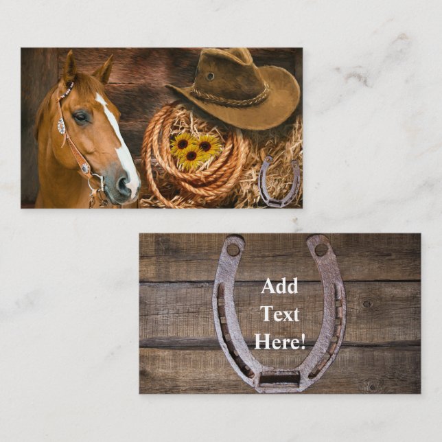 Western Horse Cowboy Hat Lasso Sunflowers  Business Card (Front/Back)