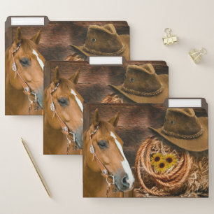 Western Horse Cowboy Hat Lasso Sunflowers File Folder