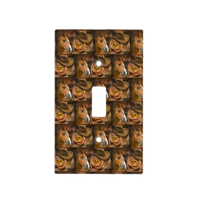 Western Horse Cowboy Hat Lasso Sunflowers  Light Switch Cover (Front)