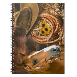 Western Horse Cowboy Hat Lasso Sunflowers  Notebook