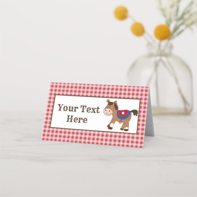 Western Horse Cowboy Party Place Cards (Front)