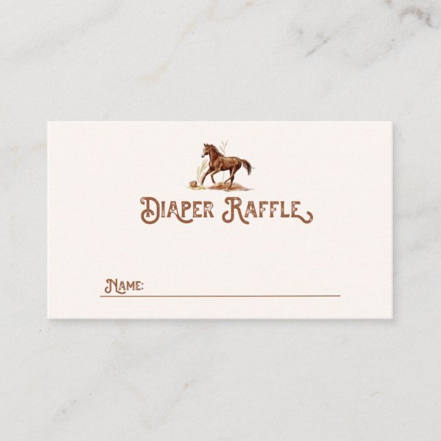 Western Horse Diaper Raffle Card  (Front)